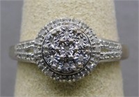 Sterling Silver diamond ring, size 7.25.