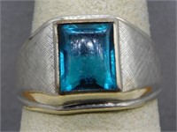 Sterling Silver with blue stone ring. Size 9.5.