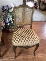 Custom upholstered chair with cane description