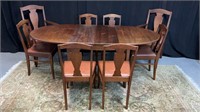 Antique Oak Dining Table w 8 Chairs