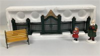 Dept 56 Wrought Iron Gate Fence & Bench & Yes