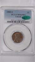 1909-S Lincoln Cent PCGS MS63BN CAC