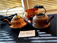 Copper Bowls & Kettle (3)