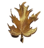 STUNNING VINTAGE SIGNED "LISNER" GOLD LEAF BROOCH