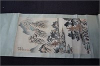 Polychrome ink scroll painting depicting