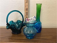 Blue/green glassware 3 pieces