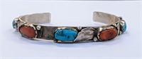 Simplicio Sterling Turquoise & Coral Bracelet