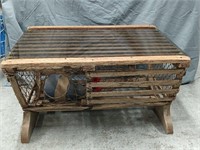 Vintage Lobster Trap, has a glass top for table