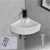 18" Wall Mount Corner Sink With Drain Kit