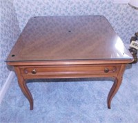 Century Furniture glass top end table w/ drawer,