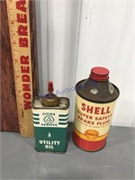 Shell 12oz brake & Citites Service 4 oz oil cans