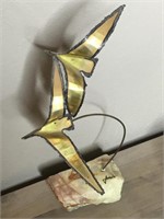 Curtis Jere Style Brass & Marble Bird Sculpture