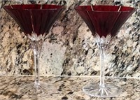 E - 2 PIECES CUT TO CLEAR CRYSTAL STEMWARE (K15)
