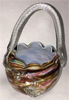 Multicolored Art Glass Basket