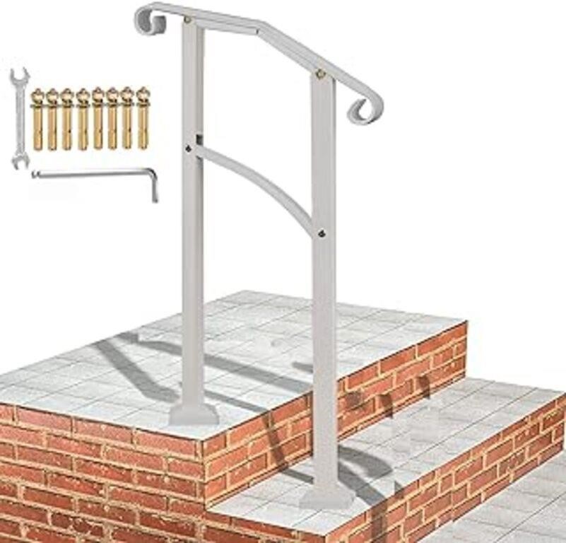 Metty Metal Outdoor Stair Railing,white Handrails