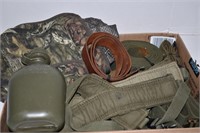 Camo Hunting Vest, Military Duffle Bag, Canteen