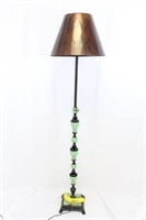 1920s Art Deco Jadeite & Cast Iron Floor Lamp