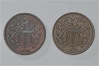 2 - 1864 Two Cent Pieces