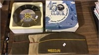 3 military hats Rock & Roll record clock in the