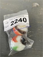 BAG OF 2 LARGER MARBLES--RED/ GREEN/ BROWN/ WHITE