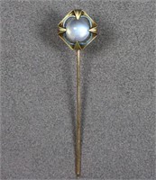 14K Gold Moonstone Stickpin