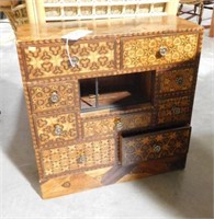 Lot # 3989 - Unique inlaid 9 drawer storage