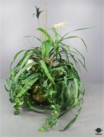 Artificial Plant Arrangement in Brass Planter