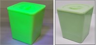 Uranium Jadeite Green Square Canister Jar w/ Lid