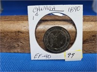 1-1890 H 1 CENT BIG PENNY EF