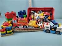 Children's toys, building block train, fire