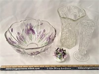 Glass & Floral Lot-Purple Iris/ROYAL ALBERT