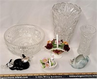 Crystal Glass & Floral Lot-ROYAL ALBERT