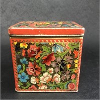 Antique Tin Red Square Tin Box by B.W & M Ltd