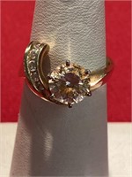 14 karat gold ring. Size 6 3/4. Large CZ stone