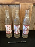 3 Vintage Big Chief Bottles