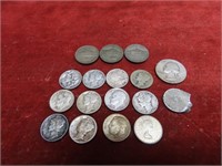 90% Silver US coins. Dimes, quarter. War nickels