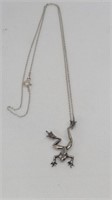 Sterling chain marked 925 with frog pendant