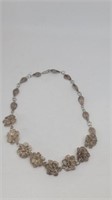 Unmarked handmade vintage necklace with flowers