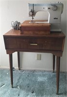 703 - VINTAGE SEWING TABLE & ELNA SEWING MACHINE