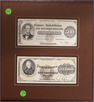 Rare 1882 $500 and 1878 $1000 Gold Certificates In