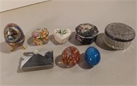 Lot Of Trinket Holders, Paperweight & Marble Egg