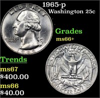 1965-p Washington Quarter 25c Grades GEM++ Unc