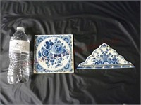 Vintage Hand Painted Delft Spoon Holder & Tile