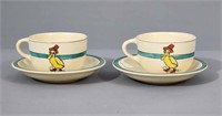 PAIR OF EARLY ROSEVILLE CHILD'S CUPS AND SAUCERS
