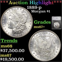 *Highlight* 1889-p Morgan $1 Graded ms67+