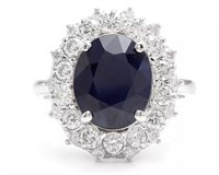 8.80 Cts  Natural Sapphire Diamond Ring