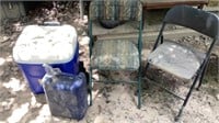 2 Folding Chairs Water Can Igloo Rolling Cooler