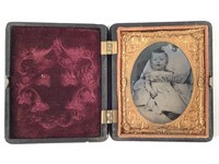 Tintype Portrait of Smiling Child in Union Case
