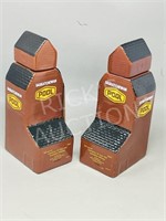 pair of 9" ceramic grain elevator decanters