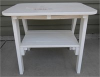 White slat style patio side table 21” x 24”